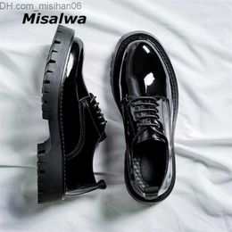 Dress Shoes Dress Shoes Misalwa Mid Heel Men Oxford Patent Leather British 's Office Formal Lace-up Black Z230704