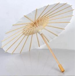 Fast delivery 50pcs Bridal Wedding Parasols White Paper Umbrellas Beauty Items Chinese Mini Craft Umbrella Diameter 60cm E0703