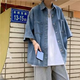 Men's T Shirts Shirt Preppy Cool Short sleeved Blouse 2023SS Vintage Contrast Stitching Top Japan Urban Versatile 230703