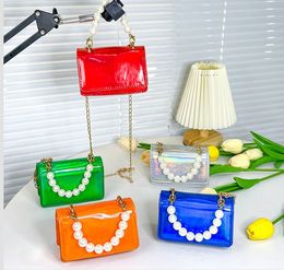 Children's Pearl Handbag 2023 Spring/summer patent leather cute chic mini purse girl gift bags