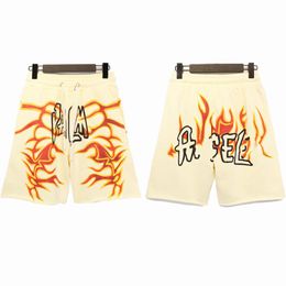 Angel Palm Summer Flame print furred shorts Loose casual mens and womens sports quarter pantsS-XL