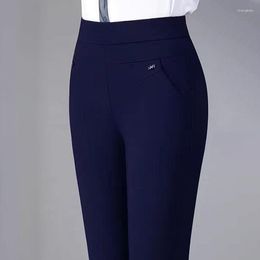 Women's Pants Office Lady Solid High Waist Slim Pencil Spring Autumn Fashion Women Big Size Elastic All-match Casual Straight Trousers
