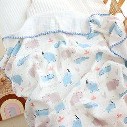 Scrubbers Baby Blanket Muslin Swaddle Wrap Cotton Cartoon Bear Print Receiving Blanket Infants Newborn Sleep Sack Quilt Bed Cover Bedding