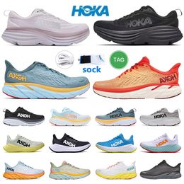 Hoka One Bondi 8 Koşu Ayakkabıları Atletik Yerel Botlar Clifton 8 Beyaz Eğitim Spor Ayakkabı Kabul Edilen Yaşam Tarzı Şok Emilim Karayolu Tasarımcısı Kadın Erkekler 36-45