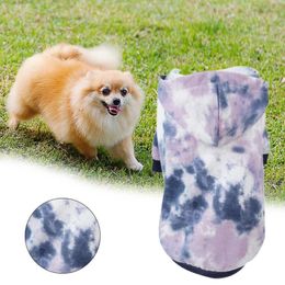 Dog Apparel Hoodie Polyester Tie-dye Two-legged Puppy Pullover Easy-wearing Washable Cool-resistant Cat Sweater For Daily Wear/Winter