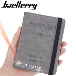 2023 New RFID Men Passport Wallets Free Name Engraving Simple Unisex Passports Covers Purses Card Holder Wallets For Women