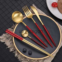 Dinnerware Sets Stainless Steel Tableware Set High Quality Cutlery Sets Coffee Spoon Teaspoons Home Knife Fork Kitchen Complete Dinnerware x0703