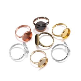 Cluster Rings Adjustable Blank Ring Base Fit Dia 12Mm Stone Glass Cabochons Cameo Settings Tray Diy Jewelry Making Drop Delivery Dhvj6