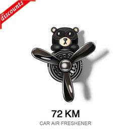 New 72KM Car Air Freshener Bear Pilot Auto Accessories Interior Perfume Diffuser Rotating Propeller Outlet Fragrance Magnetic Design