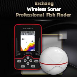 Fish Finder 4.3inch Rechargeable Wireless Sonar Fish Finder 60M Water Depth Air Pressure Detection Fish Detector Depth Locator 8pcs LEDs HKD230703