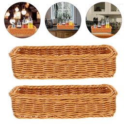 Dinnerware Sets 2 Pcs Spoon Decorative Basket Silverware Organiser Plastic Storage Baskets Household Cutlery Practical Kitchen Woven