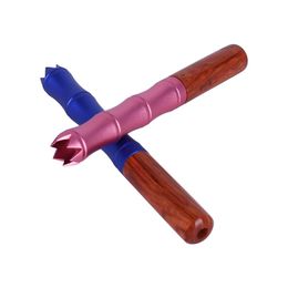 Smoking Colourful Aluminium Alloy Natural Wooden Tips Dry Herb Tobacco Digger Philtre Catcher Taster Bat One Hitter Mouthpiece Dugout Hand Pipes Cigarette Holder DHL