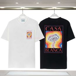 Men's T-Shirts Casa Designer Fashion Clothing Tees Tshirts Spring/summer New Casablanca Rainbow Mushroom Letter Short Sleeve T-shirt for Men Women 240327