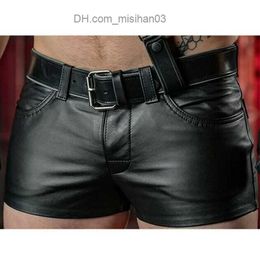 Men's Shorts Men's Shorts Men Shorts Solid Colour Casual Mens Short PU Leather Pants Spring Summer Men Fashion Punk Style Black Shorts for Men Z230703