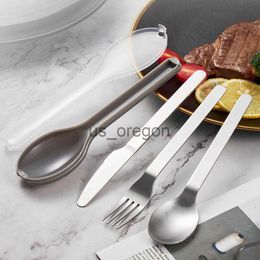 Dinnerware Sets 1 Set Lightweight Spoon Set with Case Nonslip Portable Comfortable Grip Spoon Fork Cutter Cutlery Set x0703