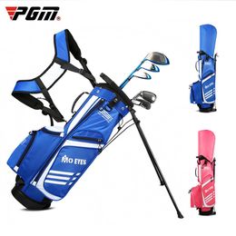 Golf Bags PGM Childrens Portable Light Weight Travel Bag with Rack Double Shoulder Straps Gun for 120165cm Teens 230630