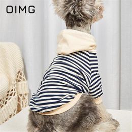 Dog Apparel OIMG Autumn Winter Small Dogs Striped Hoodie Schnauzer Yorkies Poodle Fashion Puppy Hooded Clothes Casual Pet Cat Pullover