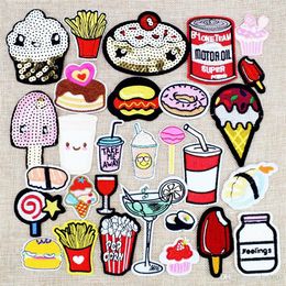 10 PCS Random Diy Food Patches for Clothing Iron Embroidered Patch Applique Iron on Patches Sewing Accessories Badge for Clothes H2426