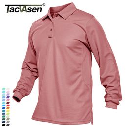 Men's Polos TACVASEN Summer Long Sleeve Performance Quick Drying Polos T-shirts Mens Tactical Shirt Golf Team Work Shirts Jersey Casual Tops 230703