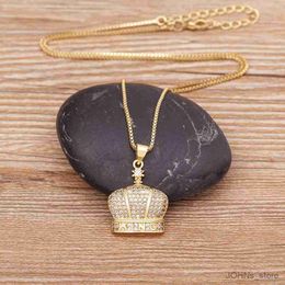 Pendant New Classic Crown Pendant Necklace for Men Women Punk Choker Gold Chain Hip Hop Jewellery Gifts R230703