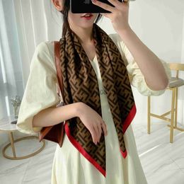 Scarves Scarves Luxury Designer silk scarf Expensive Brand New 90x90CM Luxury Lattice Geometric Silk Scarf Womens F Print Fashion Square Bandana Headsc J230703