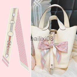 Scarves Bag Handbag Handle Ribbon Scarf for Pkage Band Hair Head Neck Neckerchief Silk Scarf Brele J230703