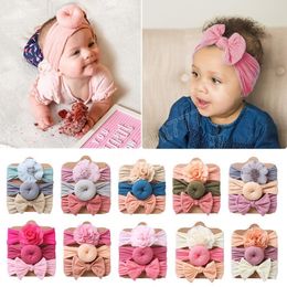 Cute Baby Knot Headband Girls Bows Head Bands Wide Nylon Infant Traceless Hairbands Newborn Hair Accessories 3Pcs/Lot