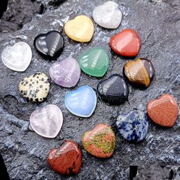 Stone 20X6Mm Natural Rose Quartz White Crystal Heart Ornament Chakra Healing Reiki Beads For Jewellery Making Diy Gift Decoration Drop Dhvmq