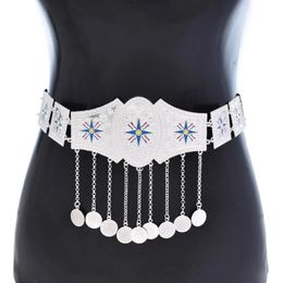 Navel Bell Button Rings Fashion Ethnic Waistband Silver Plated Coin Tassel Belt Classic Flag Shape Body Chain Women's Party Jewellery Birthday Gift 230703