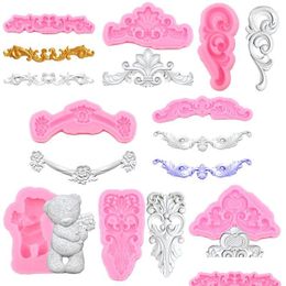 Baking Moulds Mods Flower Sile Mold Baroque Scroll Relief Border Fondant Molds Angel Baby Cake Decorating Tools Candy Chocolate Drop Dhf9C