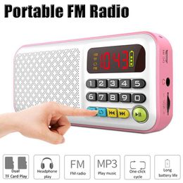 Connectors Portable Radio Mini Fm Receiver Rechargeable Radio Mp3 Music Player with Led Display/dual Tf Card Slot Support Headphones Play