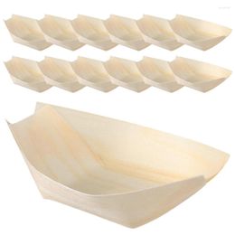 Dinnerware Sets 200 Pcs Disposable Wooden Boat Sushi Serving Tray Bamboo Boats Plates Utensils Platter Dessert Sashimi