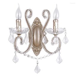 Wall Lamp American Bedside Bedroom Living Room Study Aisle Stairs Balcony Iron Retro Crystal