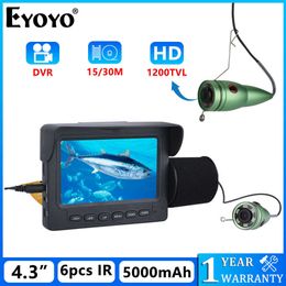 Fish Finder Eyoyo 15M/30M 1200TVL Fish Finder Underwater Ice Fishing Camera 6pcs IR LED Night Vision 4.3" LCD Monitor With DVR Function HKD230703