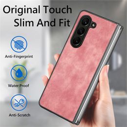 Fold5 Matte Touch Slim And Fit Folding Back Cover For Samsung Galaxy Z Fold 5 Retro Leather Phone Case