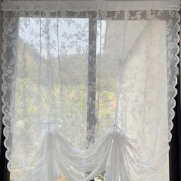 Curtain Window Drape Lightweight Tulle Washable Multipurpose Modern White Floral Lace