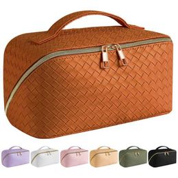 New Large-capacity Cosmetic Bag Light Luxury Pu Leather Woven Cosmetic Storage Bag Ins Style Cosmetic Bag 230314
