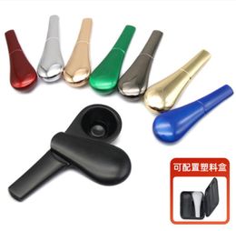 Smoking Pipes Detachable ferromagnetic stainless steel metal spoon pipe gift box with solid color pipe