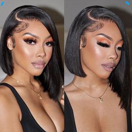 Straight Short Bob Human Hair Wigs Brazilian 13x4 Lace Front Human Hair Wig Pre Plucked Lace Closures Wigs for Women