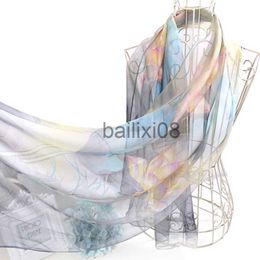 Scarves Fashion Spring/Summer Women Floral Printing Beh Silk Scarf Shawls Female All-match Long Soft Wraps Scarf Beh Sunscreen Hijab J230703