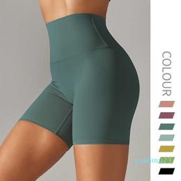 Nude No Awkwardness Thread Three Piece Yoga Pants with Double Face Brushed Peach Hip Tight High Waist Sports Shorts