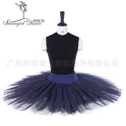 Navy blue practicing child classical half ballet tutu pancake tutu skirt BT8923213f