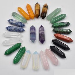 Stone Fashion Good Quality Natural Charms Rose Quartz Crystal Amethyst Pillar No Hole Pendants Jewellery Accessories Ornaments Drop Del Dh1Uv