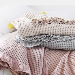 Mats Knitted Baby Blanket Waffle Bedspread Bed Crib Sroller Super Soft Baby Blankets Swaddle Wrap Sofa Throw Blanket Cotton 110*160cm