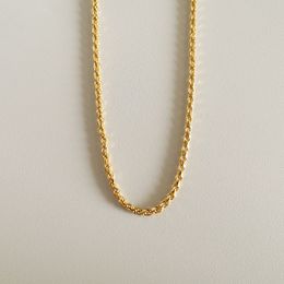 S925 Silver Twist Chain Fashion Gold Colour Rope Necklace Twisted Chain Hip Hop Choker