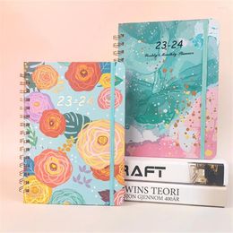 Coil Notebook 2023-2024 Schedule Book Planner English Diary Handbook Monthly Travel