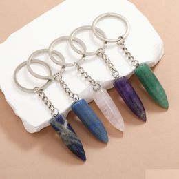 Key Rings Shape Crystal Natural Stone Gem Charms Keychains Healing Keyrings For Women Men Drop Delivery Jewelry Dhmvy