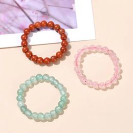 3mm Small Natural Bead Elastic Rings Women Bohemian Handmade Fashion Gifts Pink Quartz Red Jasper Beads Finger Ring Jewellery