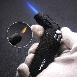 Honest Metal Windproof Outdoor BBQ Torch Turbo Jet Butane Luxury Cigar Cigarette Two Way Flame Lighter 5DEFWithout Gas