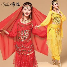 9pcs Belly Dance Costume Bellydance Triba Gypsy Indian Dress Belly Dancing Clothes Belly Dancing Bollywood Dance Costumes249d